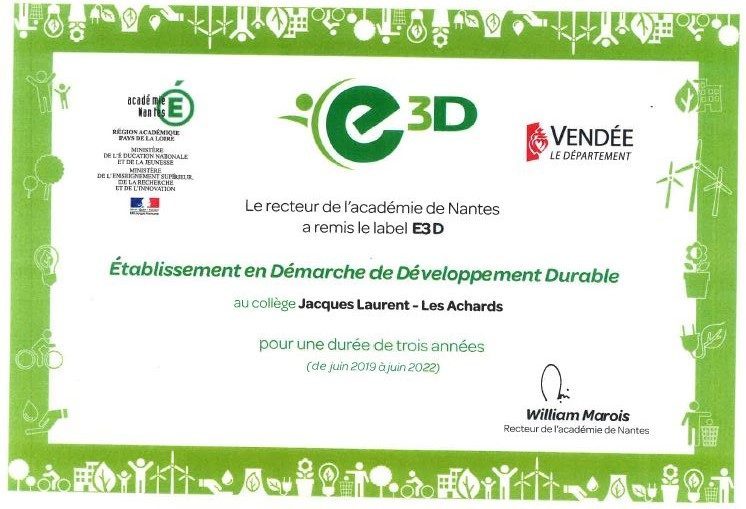 REMISE DU LABEL ACADÉMIQUE E3D