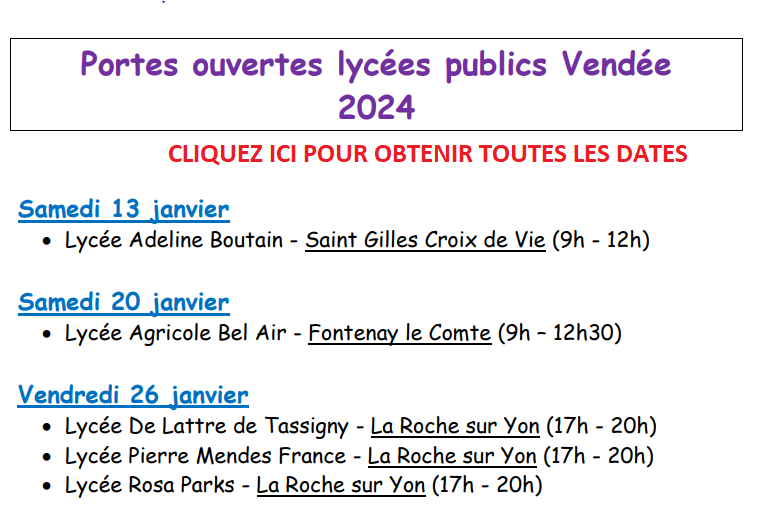 Portes ouvertes des lycées 2024